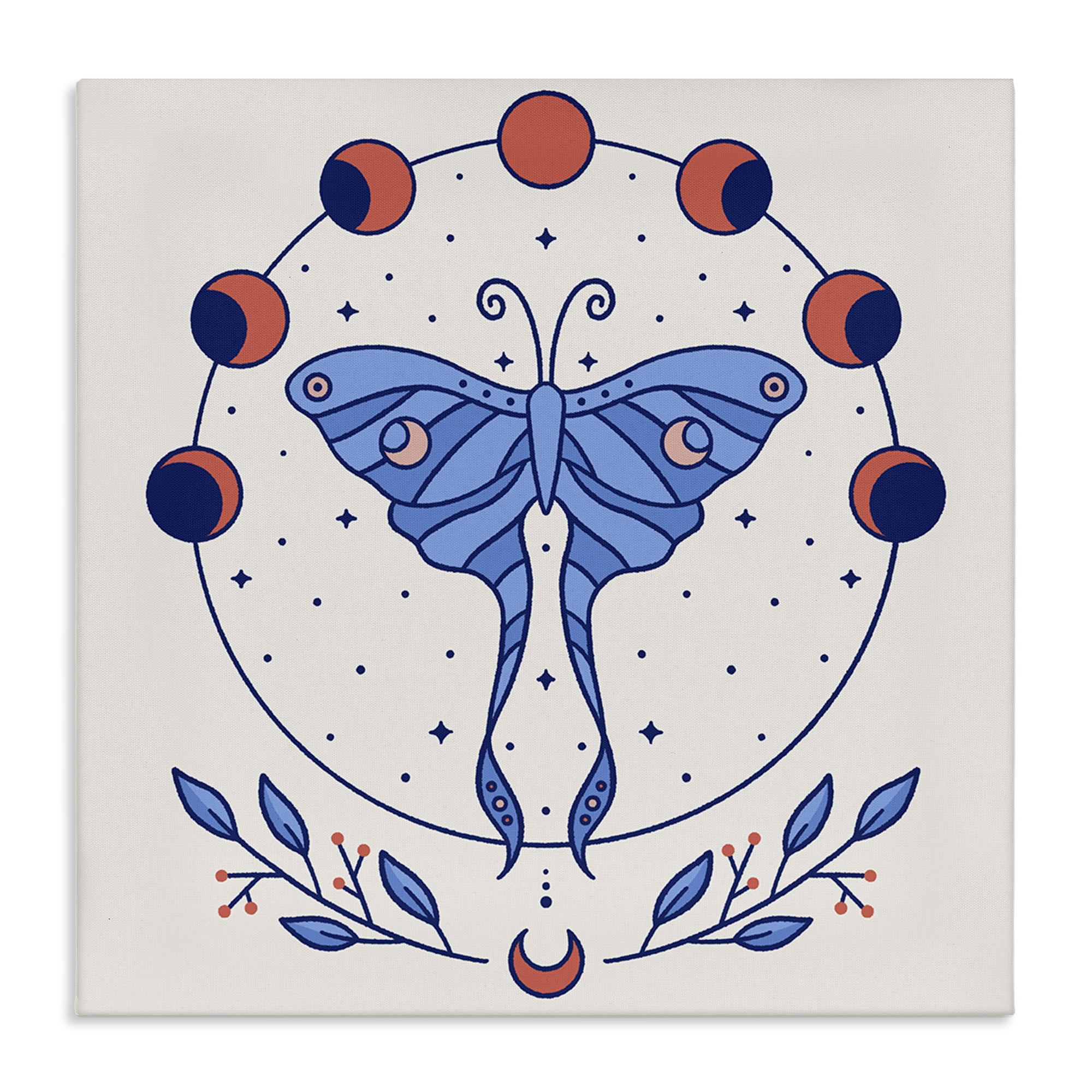 Stupell Industries Celestial Luna Moth Animals Painting Wrapped Canvas Art Print Wall Art, 17 x 17