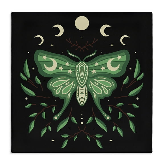 Stupell Industries Celestial Moth & Botanicals Animals Painting Wrapped Canvas Art Print Wall Art, 17 x 17