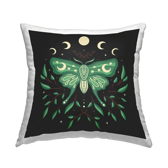 Stupell Industries Celestial Moth & Botanicals Decorative Printed Throw Pillow Design by Ahmed Sameh Hussein.