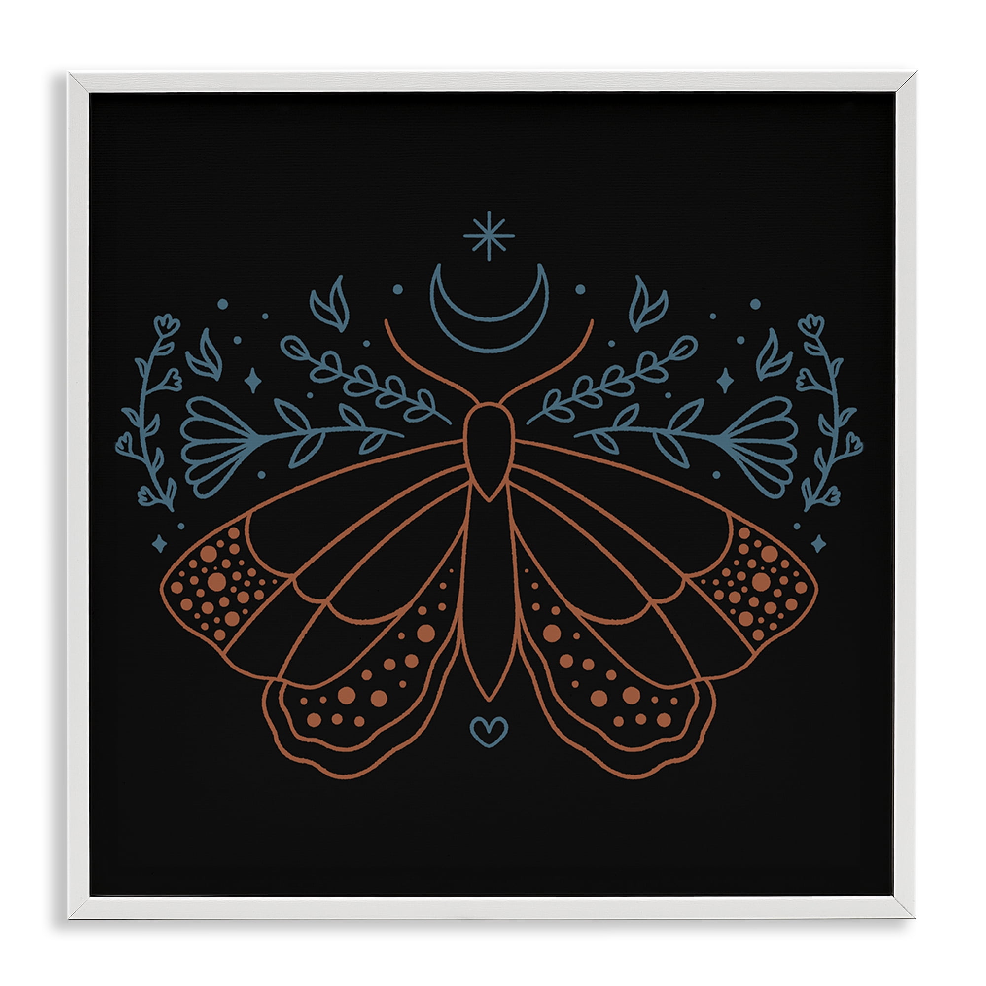 Stupell Industries Celestial Moth Florals Animals Painting White Framed Art Print Wall Art, 12 x 12