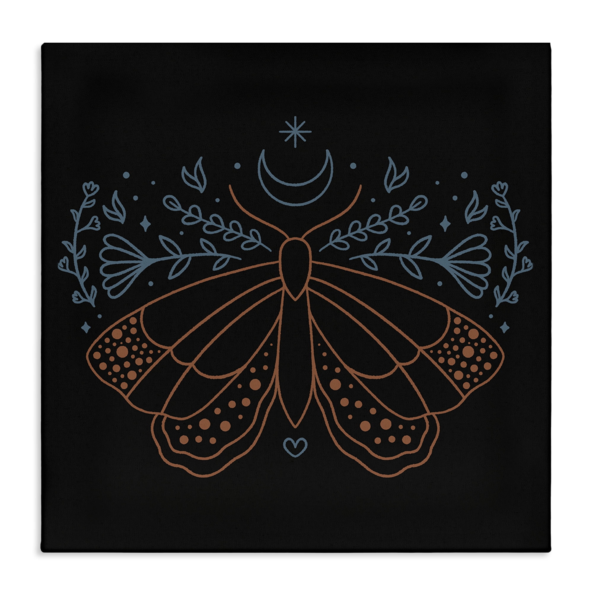 Stupell Industries Celestial Moth Florals Animals Painting Wrapped Canvas Art Print Wall Art, 17 x 17