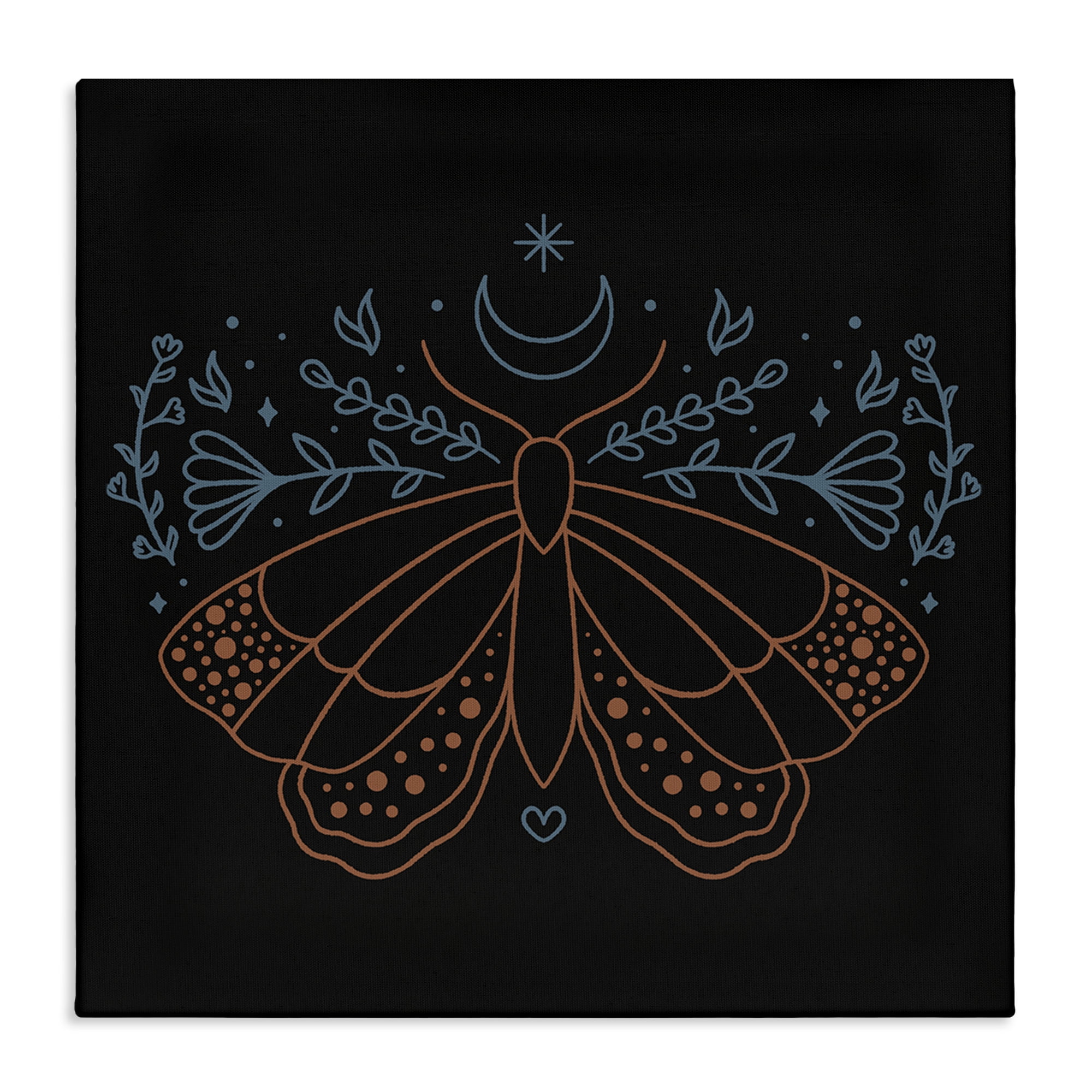 Stupell Industries Celestial Moth Florals Animals Painting Wrapped Canvas Art Print Wall Art, 24 x 24