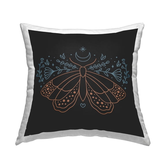 Stupell Industries Celestial Moth Florals Decorative Printed Throw Pillow Design by Ahmed Sameh Hussein.