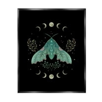 Stupell Industries Celestial Moth & Moon Animals & Insects Painting Black Floater Framed Canvas Art Print Wall Art, 17 x 21