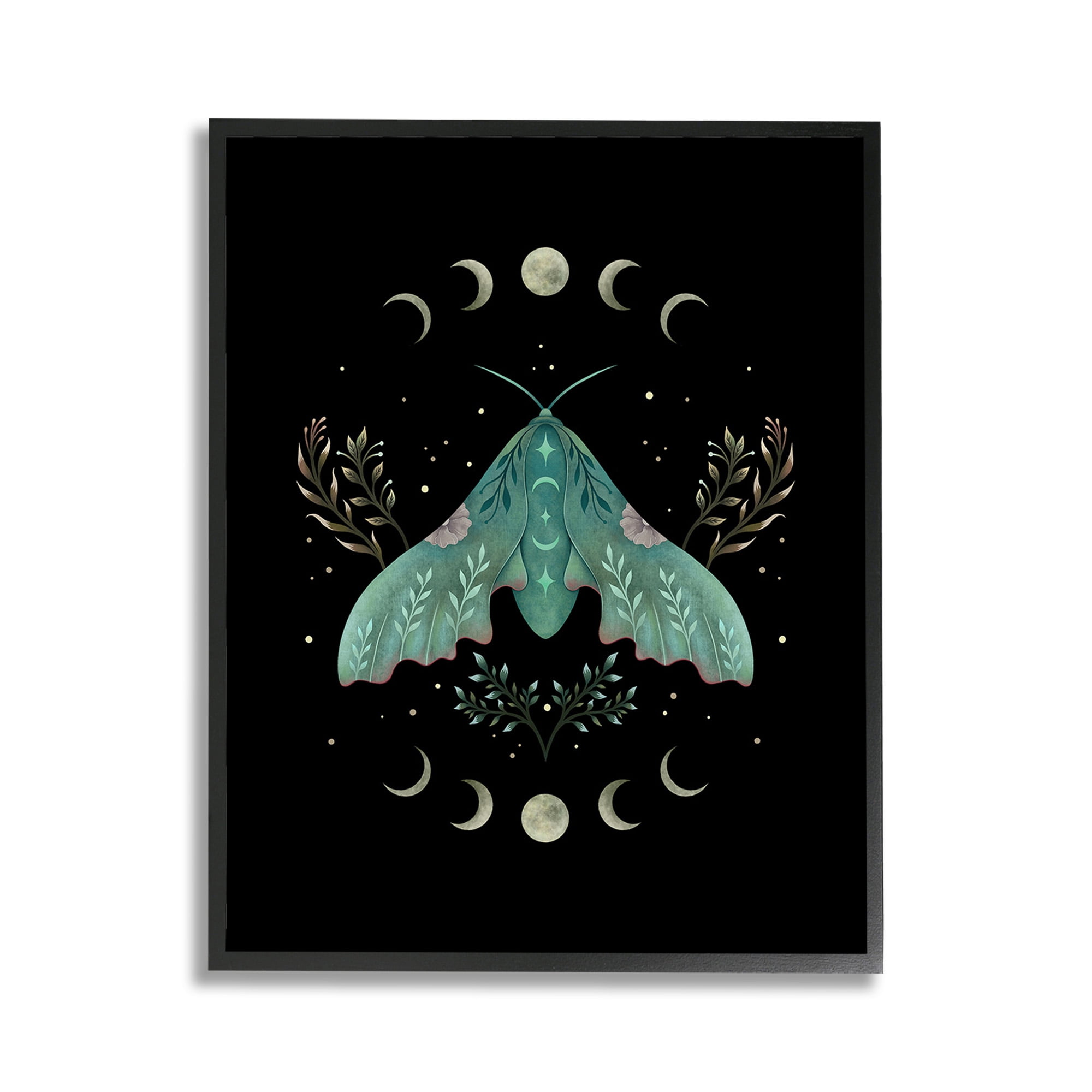 Stupell Industries Celestial Moth & Moon Animals & Insects Painting Black Framed Art Print Wall Art, 11 x 14