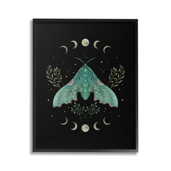 Stupell Industries Celestial Moth & Moon Animals & Insects Painting Black Framed Art Print Wall Art, 16 x 20