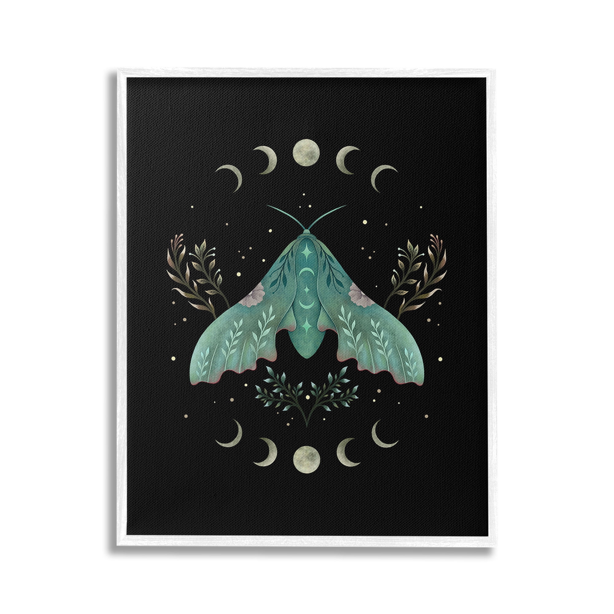 Stupell Industries Celestial Moth & Moon Animals & Insects Painting White Framed Art Print Wall Art, 16 x 20