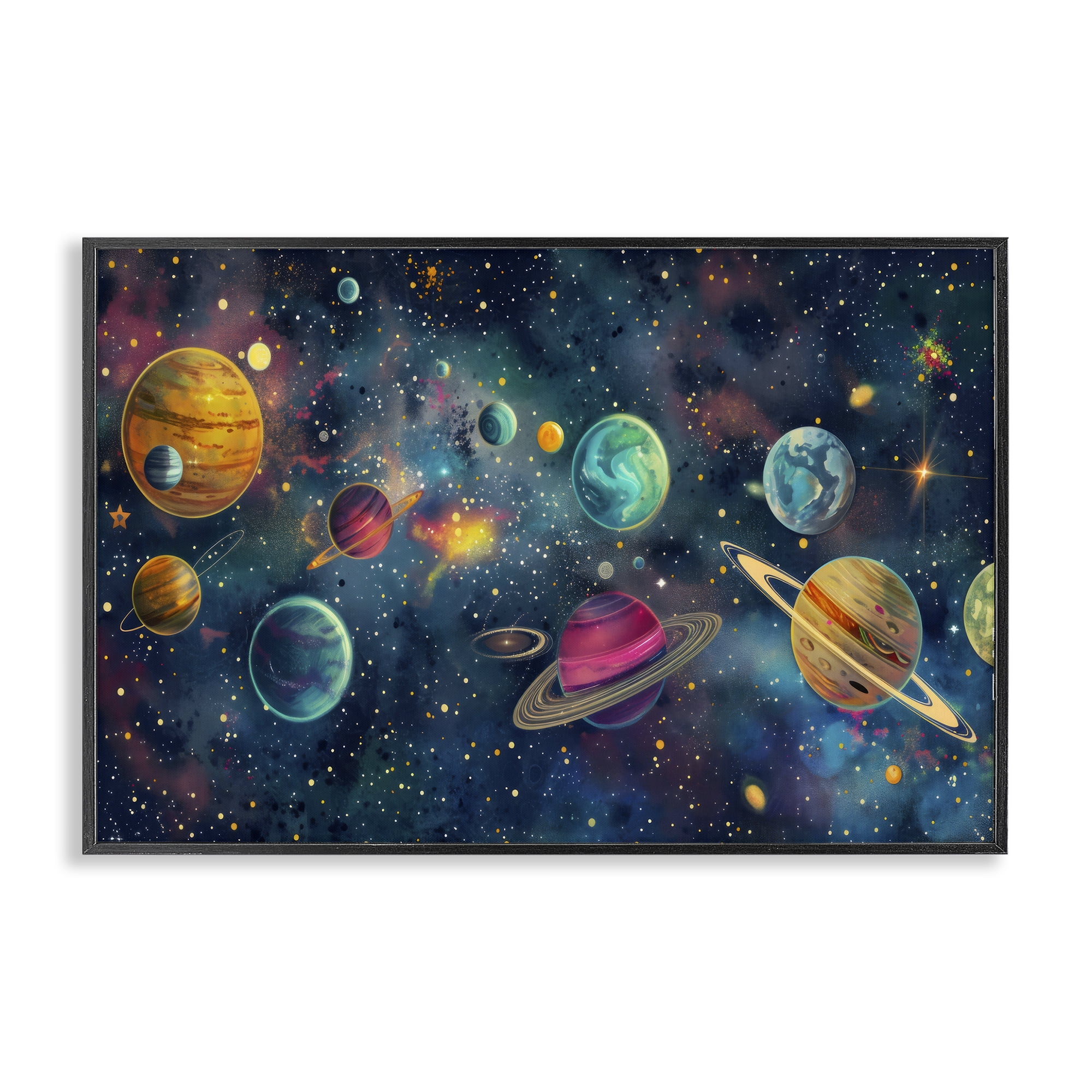 Stupell Industries Celestial Planetary Parade Black Framed Giclee Art, design by Creative Studio