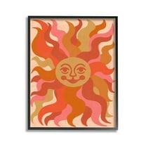 Stupell Industries Celestial Smiling Sun Landscape Painting Black Framed Art Print Wall Art, 11 x 14