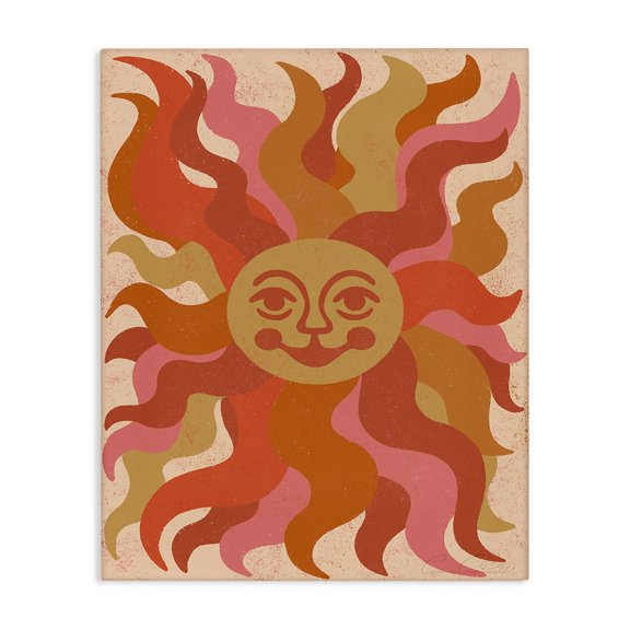 Stupell Industries Mid-Century Celestial Smiling Sun Canvas Art, 36 x 48, by Carrie Cantwell