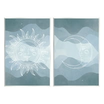 Stupell Industries Celestial Sun & Moon Landscape Painting Unframed Art Print Wall Art, 10 x 15, Set of 2