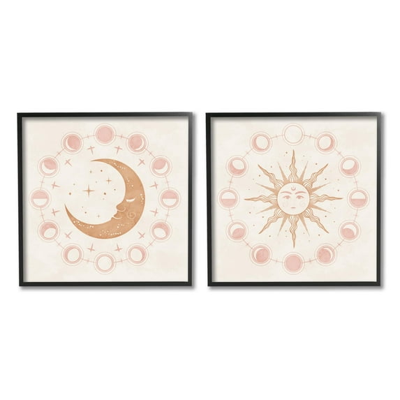 Stupell Industries Celestial Sun Moon Phases Astrology Illustration , 24 x 24, Design by Nina Blue