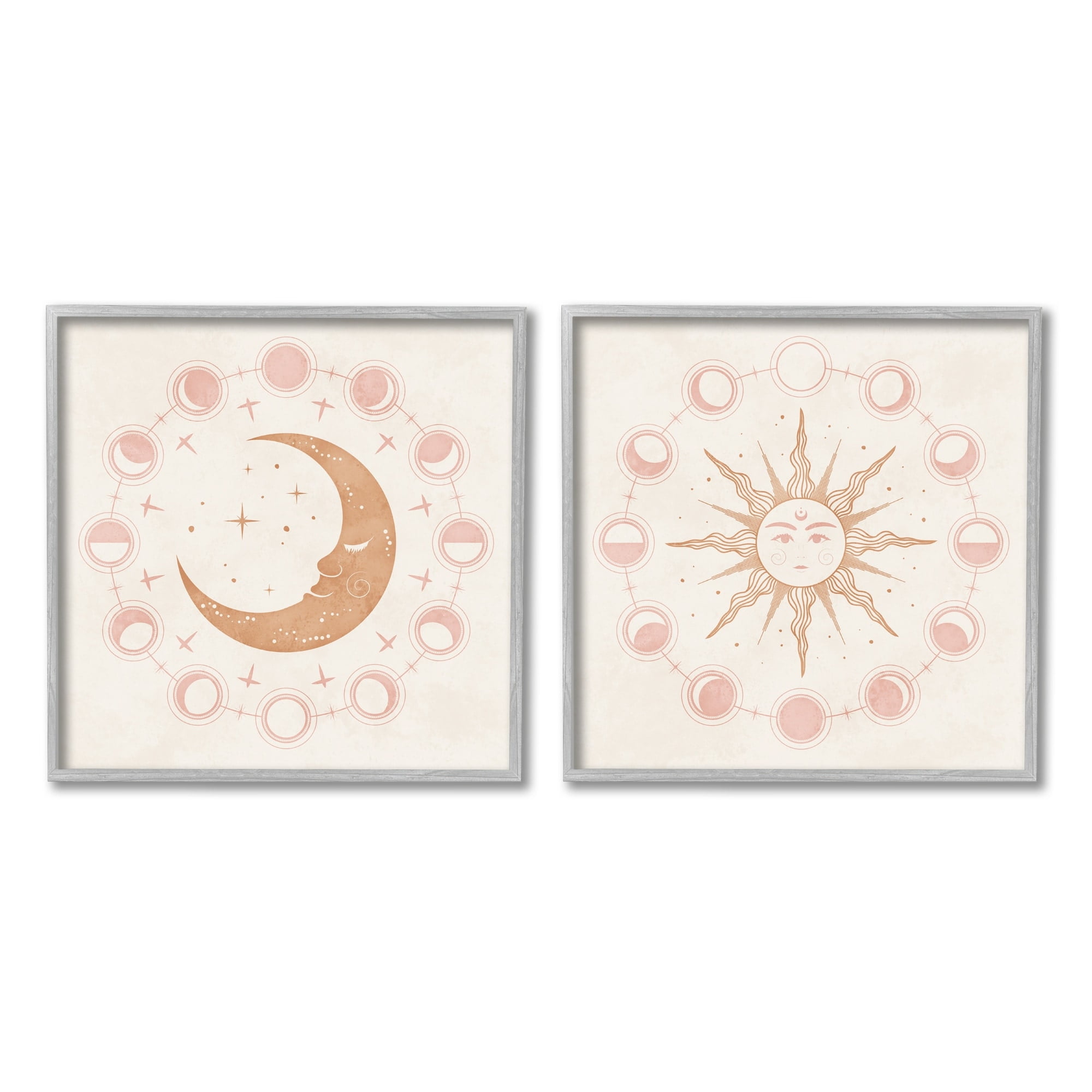 Stupell Industries Celestial Sun Moon Phases Astrology Illustration , 24 x 24, Design by Nina Blue