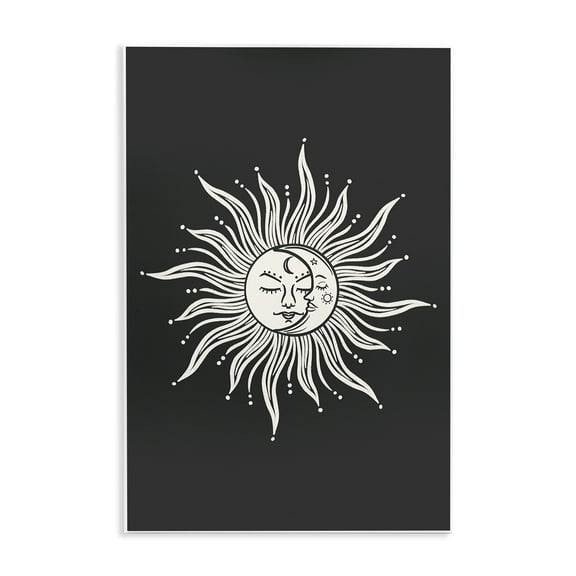 Stupell Industries Celestial Sun on Black Astrology & Stars Painting Unframed Art Print Wall Art, 10 x 15