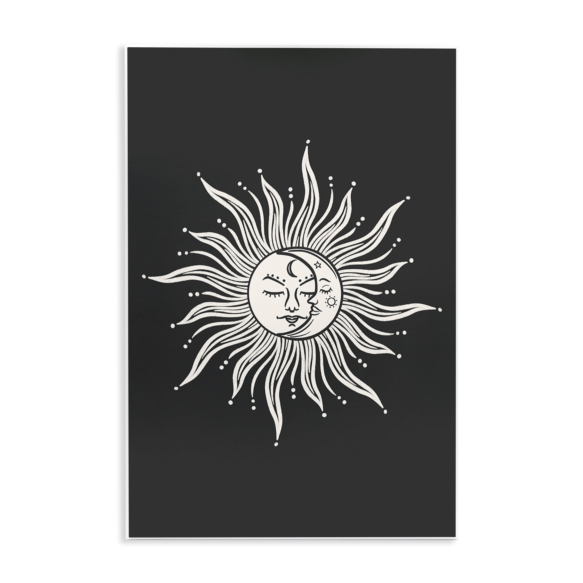 Stupell Industries Celestial Sun on Black Astrology & Stars Painting Unframed Art Print Wall Art, 13 x 19