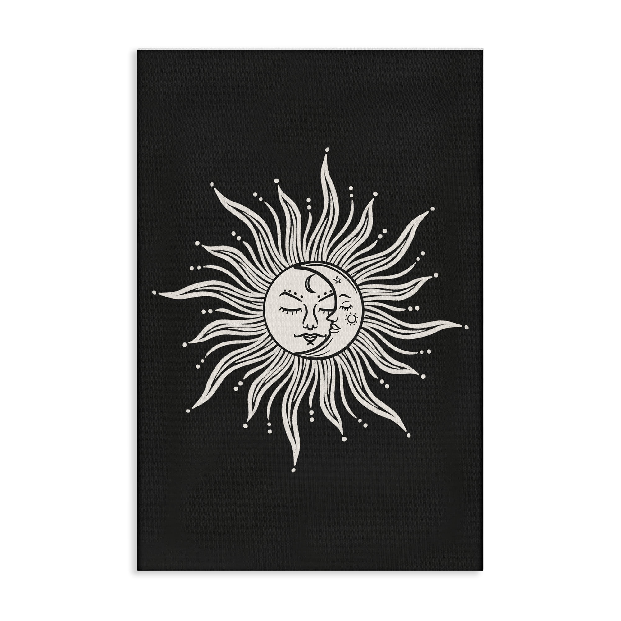 Stupell Industries Celestial Sun on Black Astrology & Stars Painting Wrapped Canvas Art Print Wall Art, 16 x 24