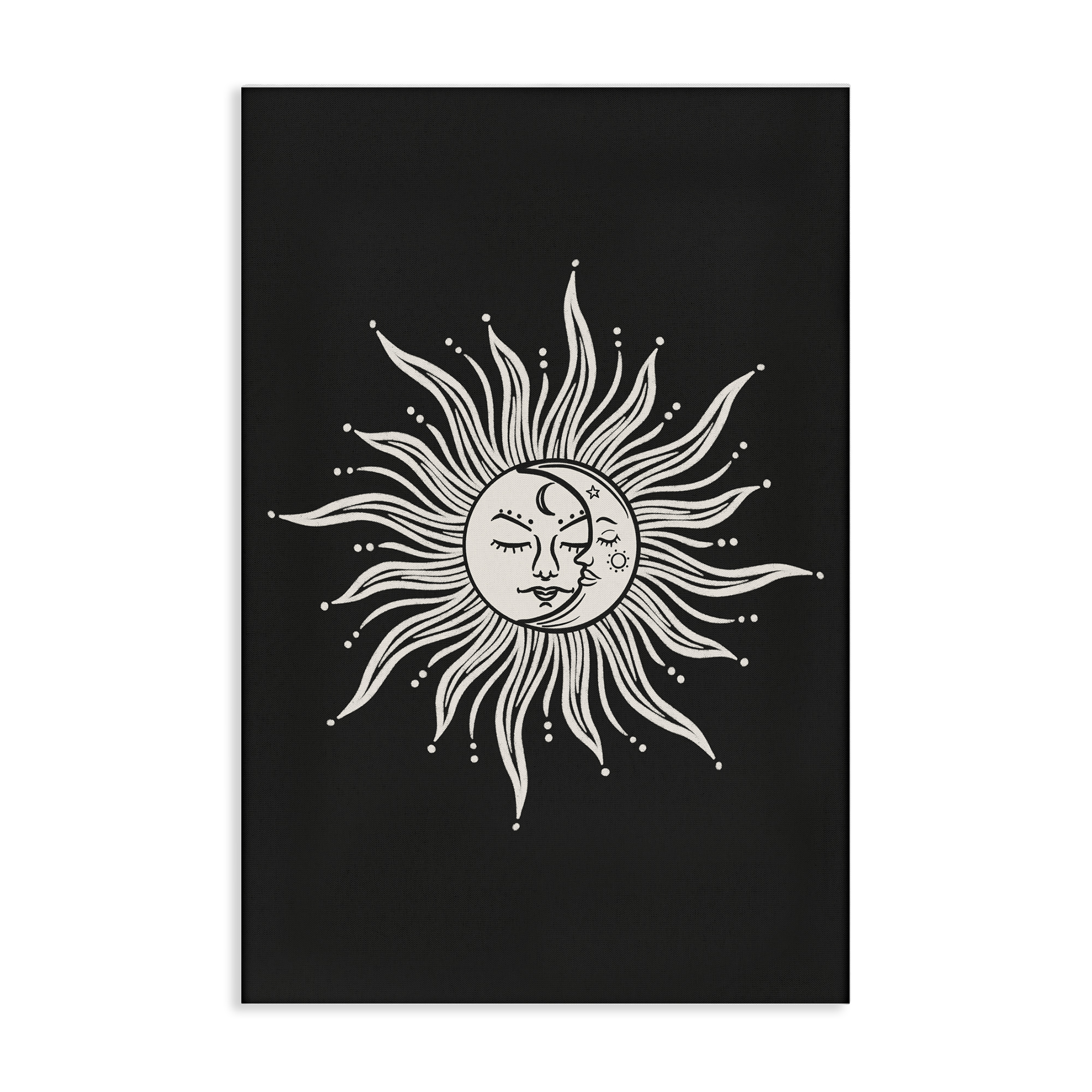Stupell Industries Celestial Sun on Black Astrology & Stars Painting Wrapped Canvas Art Print Wall Art, 20 x 30