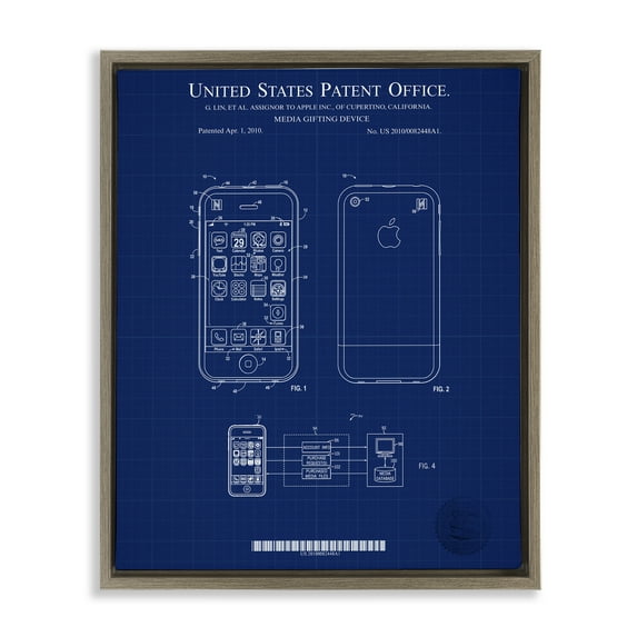 Stupell Industries Cell Phone Blueprint Typography Painting Brown Floater Framed Art Print Wall Art, 17 x 21