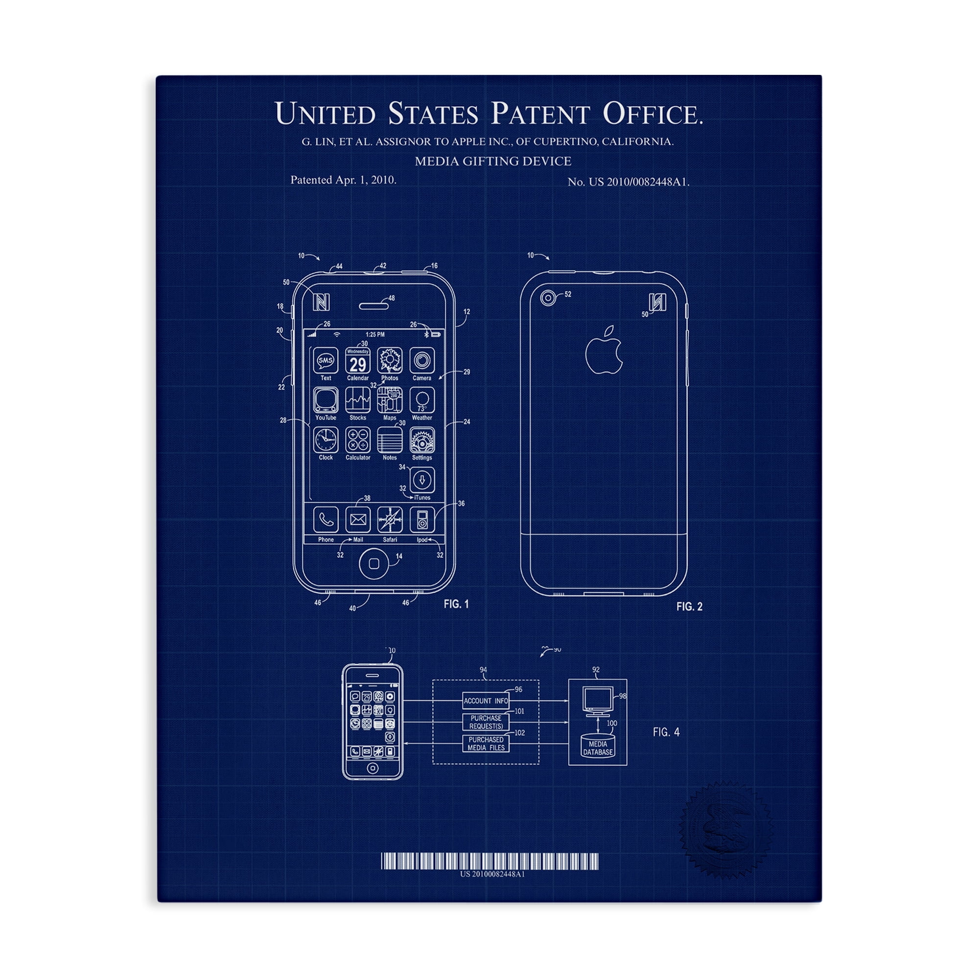 Stupell Industries Cell Phone Blueprint Typography Painting Gallery Wrapped Canvas Art Print Wall Art, 24 x 30