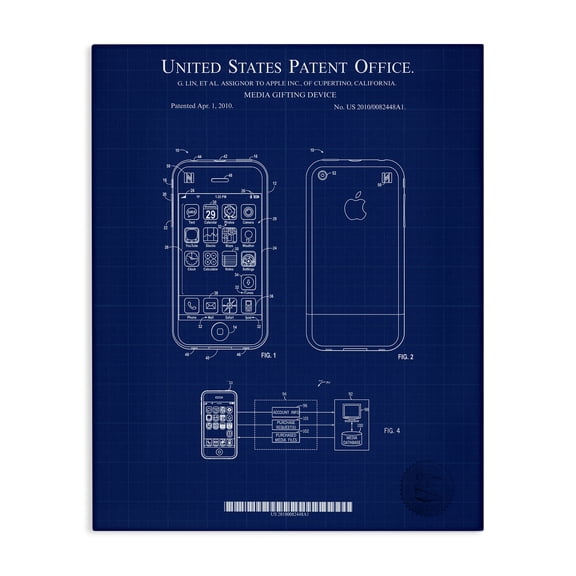 Stupell Industries Cell Phone Blueprint Typography Painting Gallery Wrapped Canvas Art Print Wall Art, 24 x 30