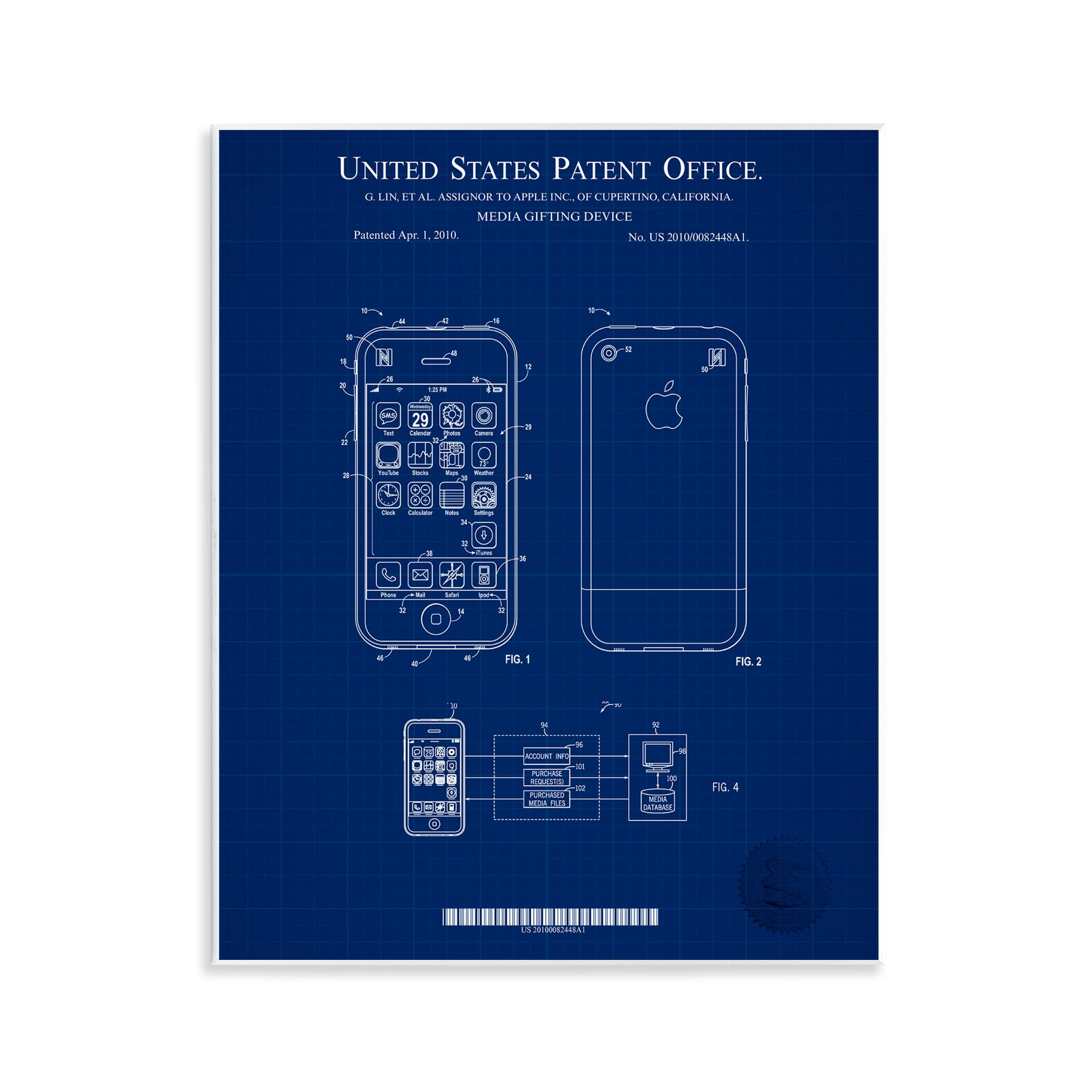 Stupell Industries Cell Phone Blueprint Typography Painting Unframed Art Print Wall Art, 11 x 14