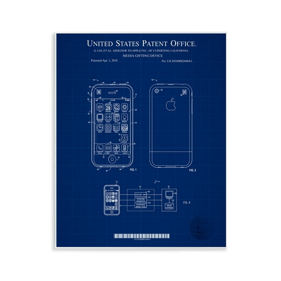 Stupell Industries Cell Phone Blueprint Typography Painting Unframed Art Print Wall Art, 11 x 14