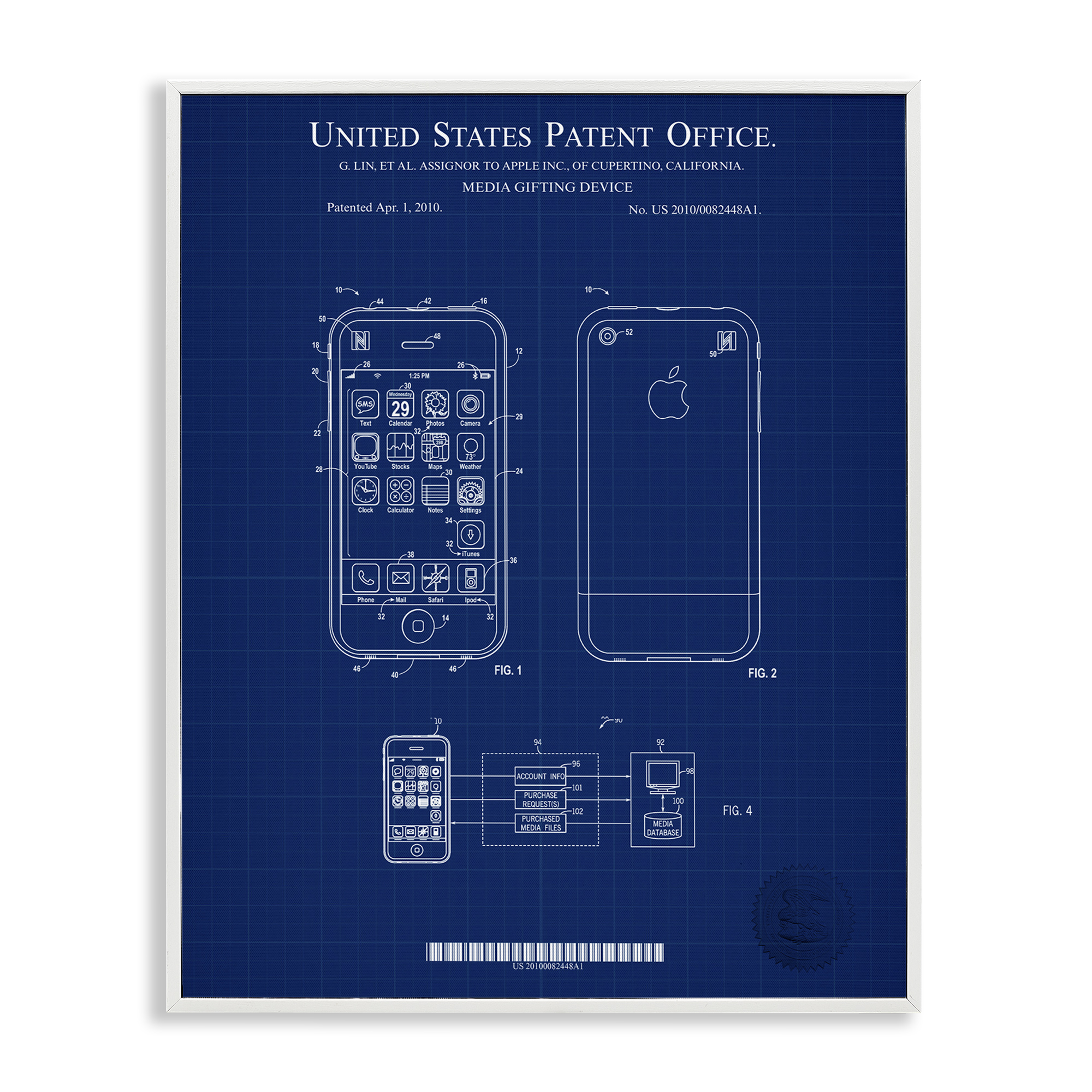 Stupell Industries Cell Phone Blueprint Typography Painting White Framed Art Print Wall Art, 11 x 14
