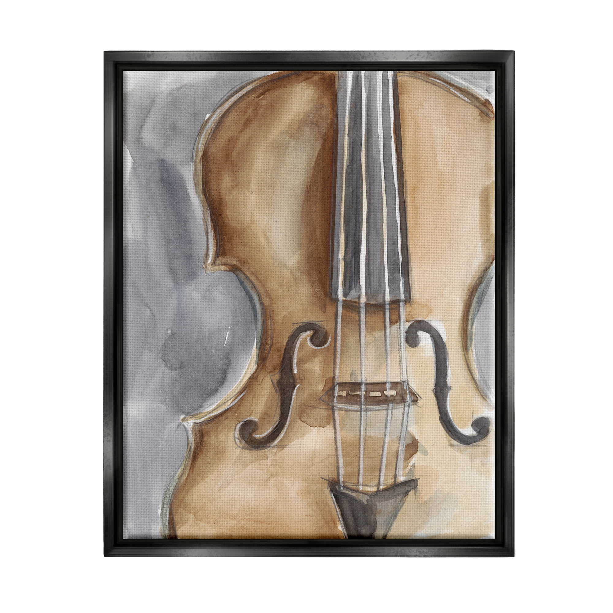Stupell Industries Cello Music Painting Beauty & Fashion Painting Black Floater Framed Art Print Wall Art, 25 x 31