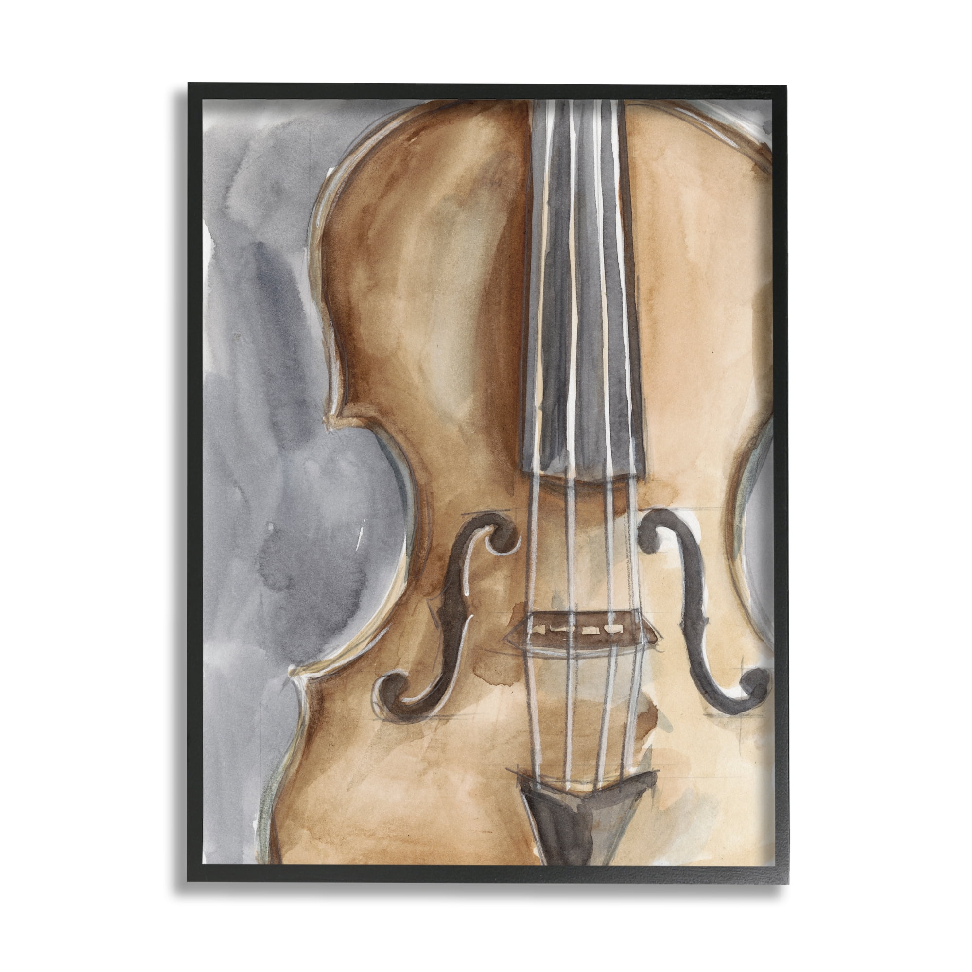 Stupell Industries Cello Music Painting Beauty & Fashion Painting Black Framed Art Print Wall Art, 16 x 20