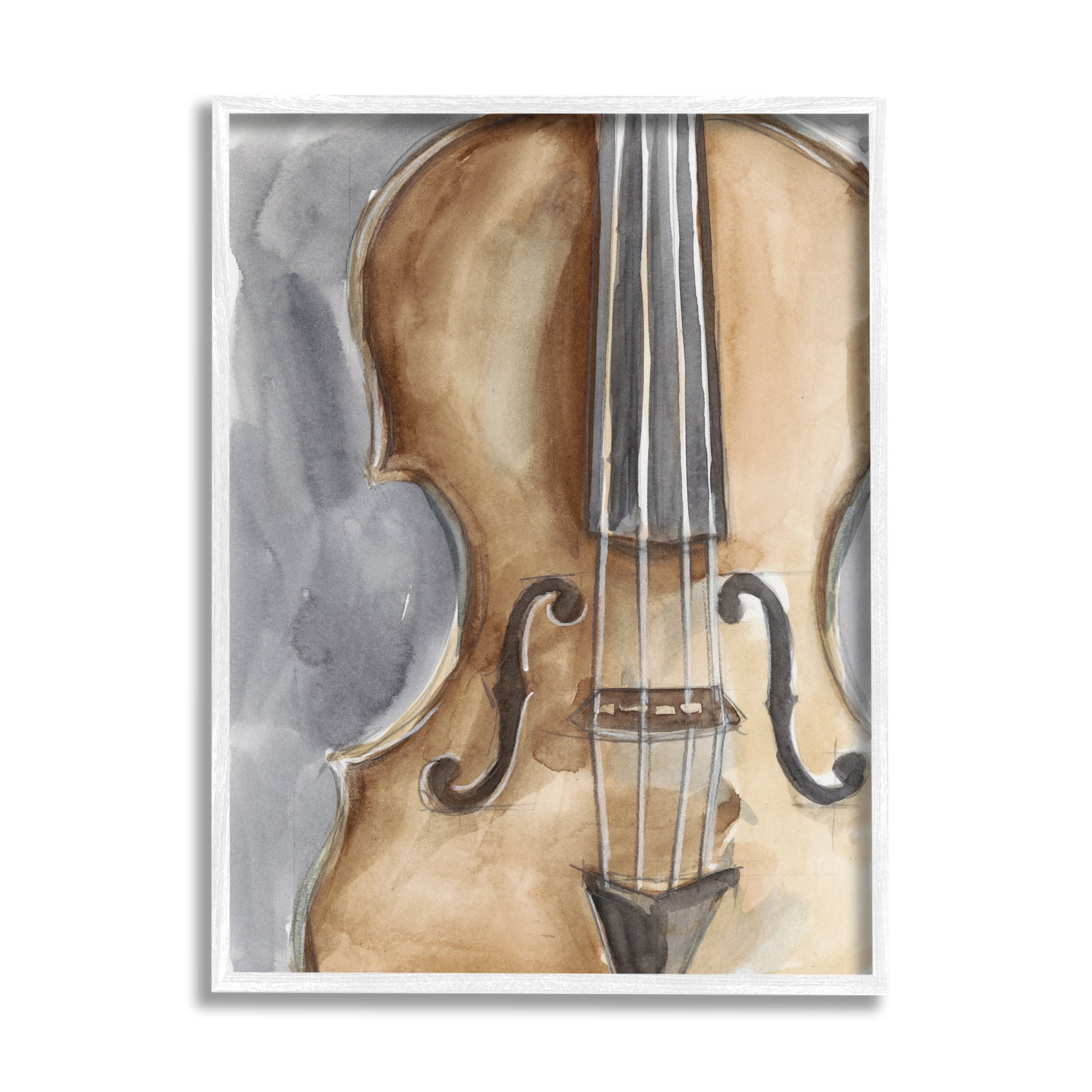 Stupell Industries Cello Music Painting Beauty & Fashion Painting White Framed Art Print Wall Art, 11 x 14