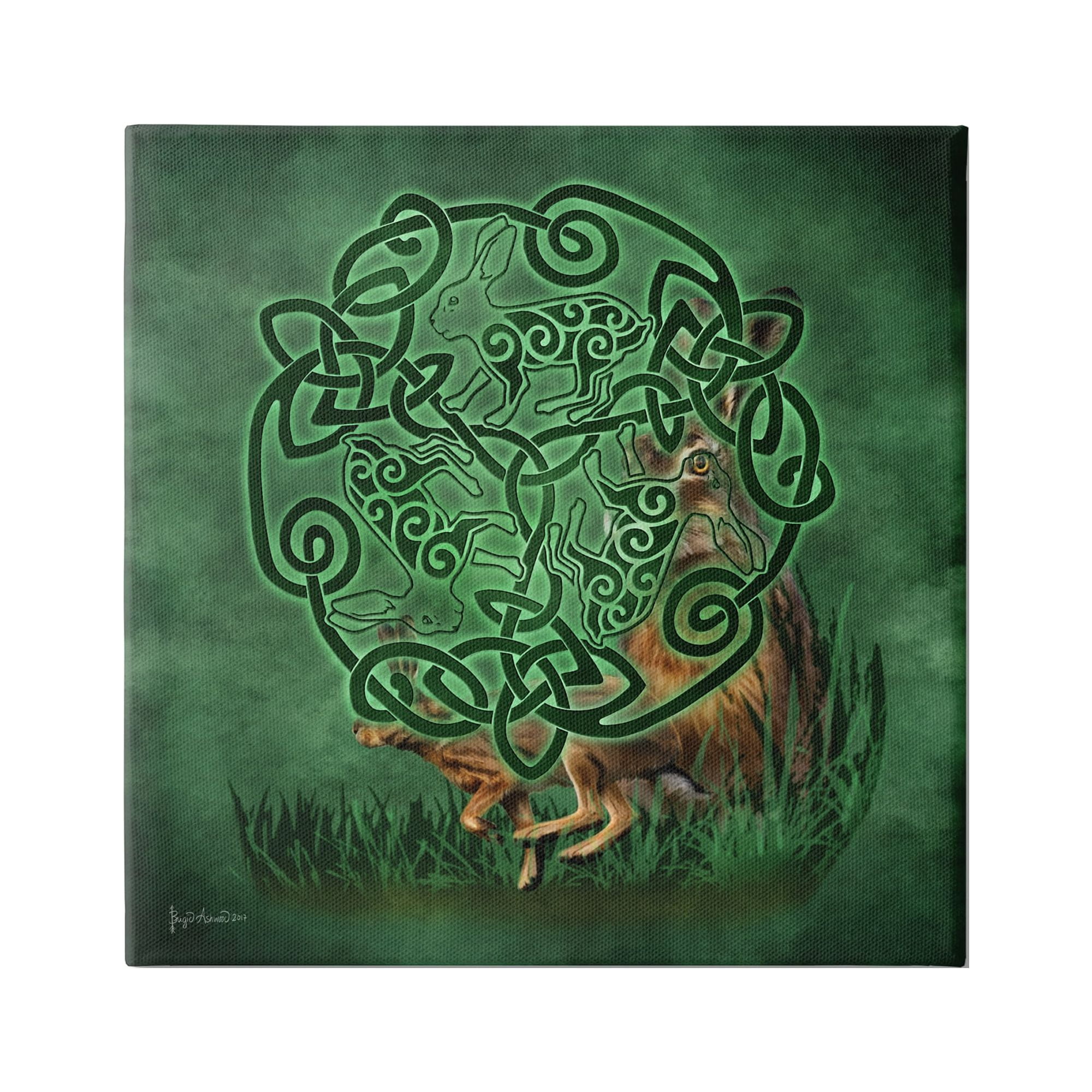 Stupell Industries Celtic Hare Fractal Animals & Insects Painting Gallery Wrapped Canvas Art Print Wall Art, 30 x 30