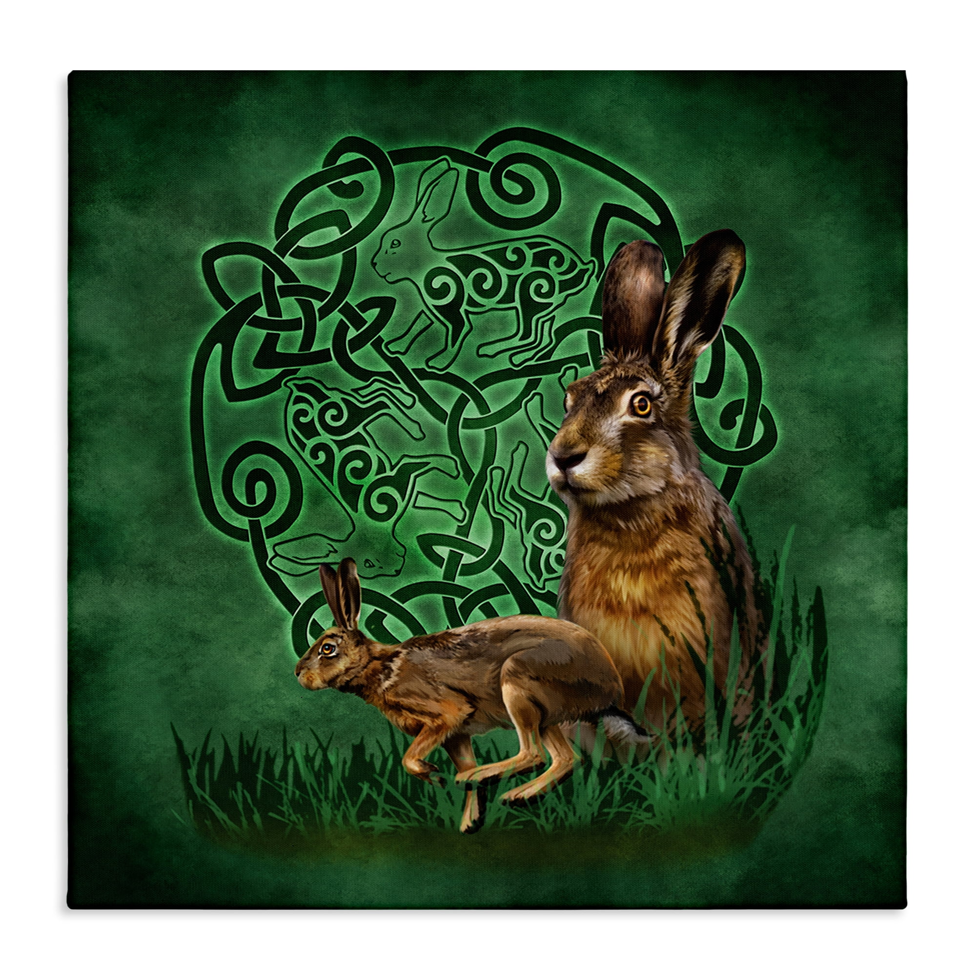 Stupell Industries Celtic Hare Fractal Animals & Insects Painting Gallery Wrapped Canvas Art Print Wall Art, 36 x 36