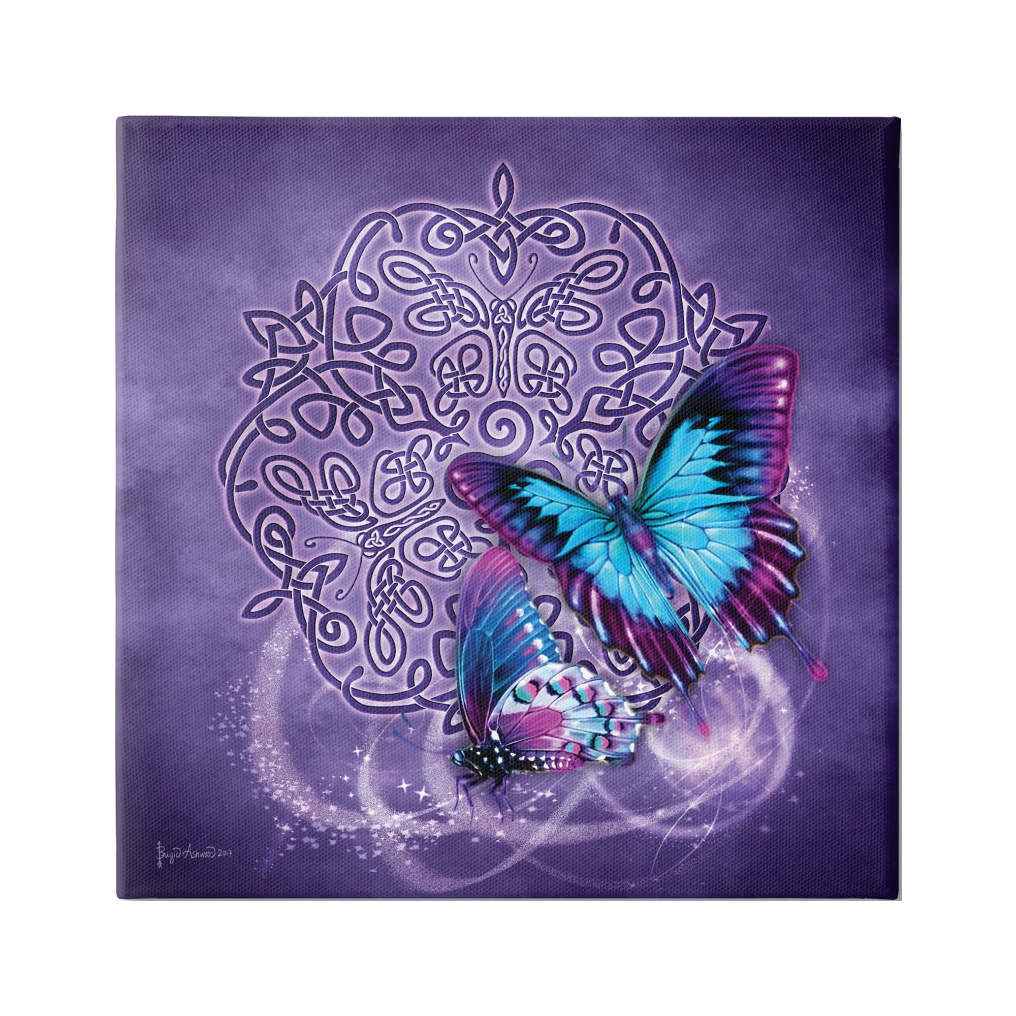 Stupell Industries Celtic Purple Butterflies Animals & Insects Painting Gallery Wrapped Canvas Art Print Wall Art, 30 x 30