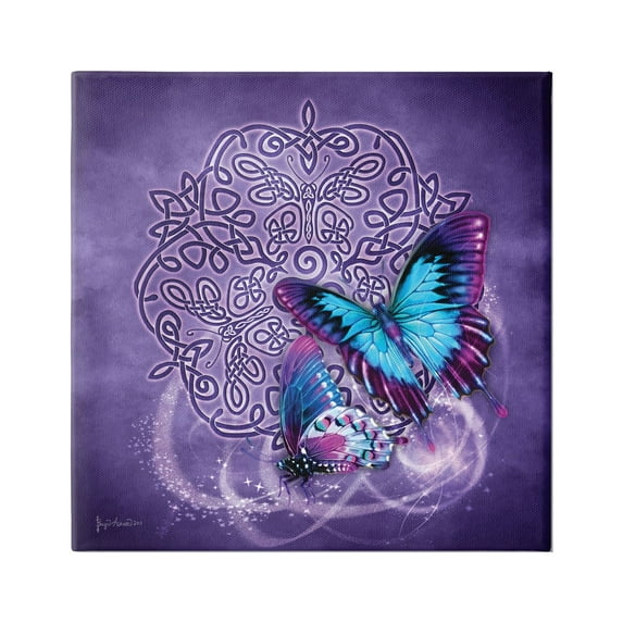 Stupell Industries Celtic Purple Butterflies Animals & Insects Painting Gallery Wrapped Canvas Art Print Wall Art, 30 x 30