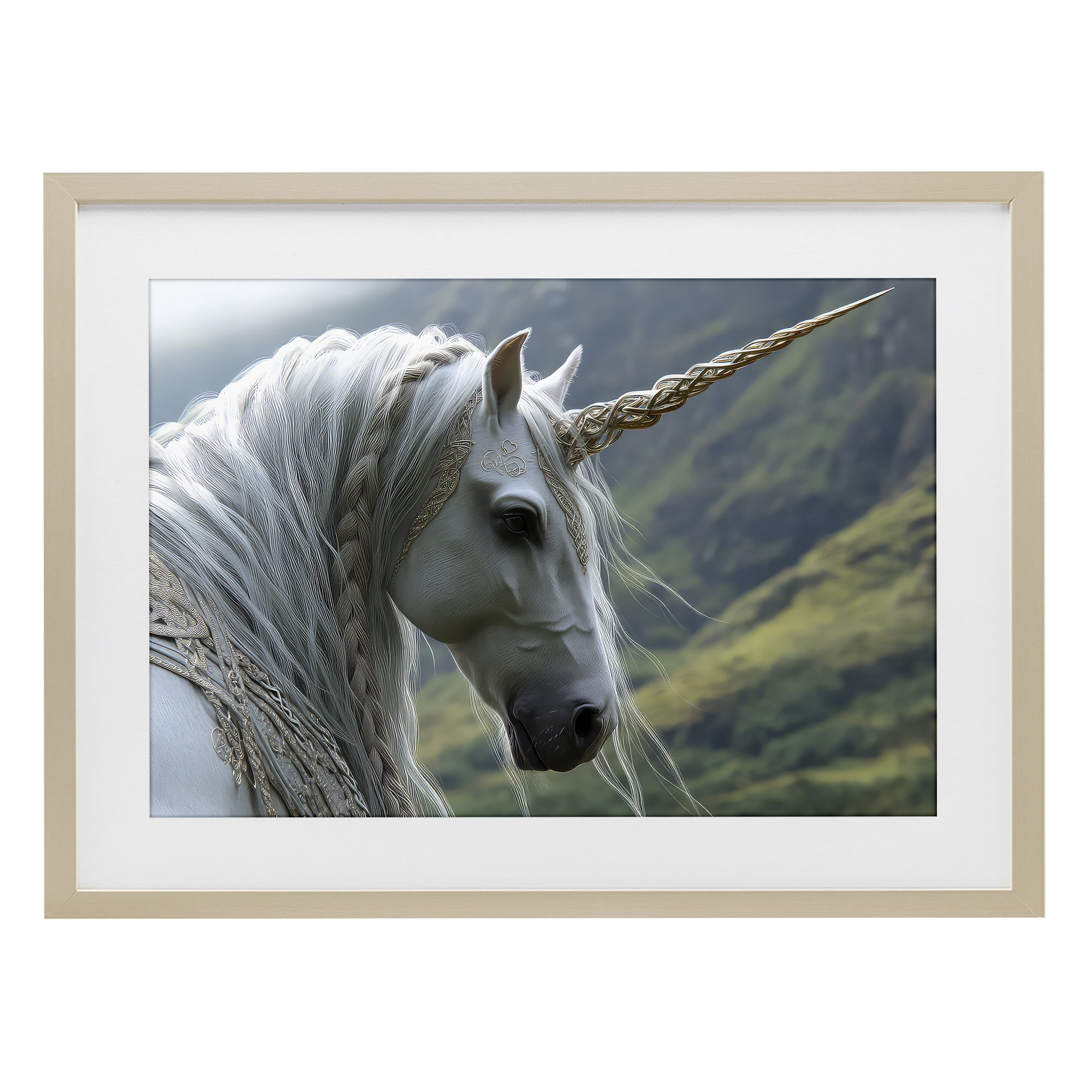 Stupell Industries Celtic Unicorn Braided Mane Birch Framed Print Under Glass, design by The Wands Want