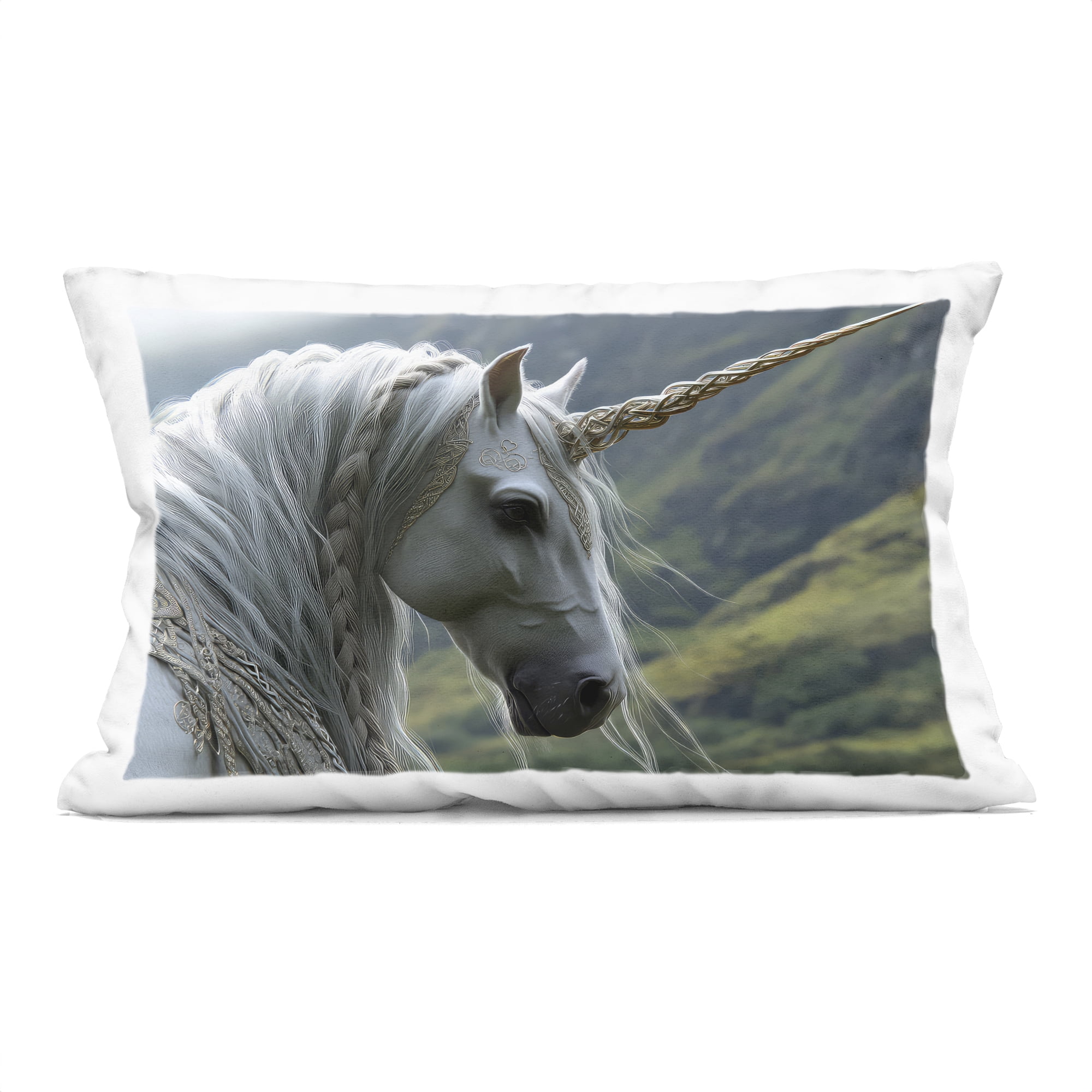 Stupell Industries Celtic Unicorn Braided Mane Decorative Printed Throw Pillow, design by The Wands Want, 14 x 7 x 20