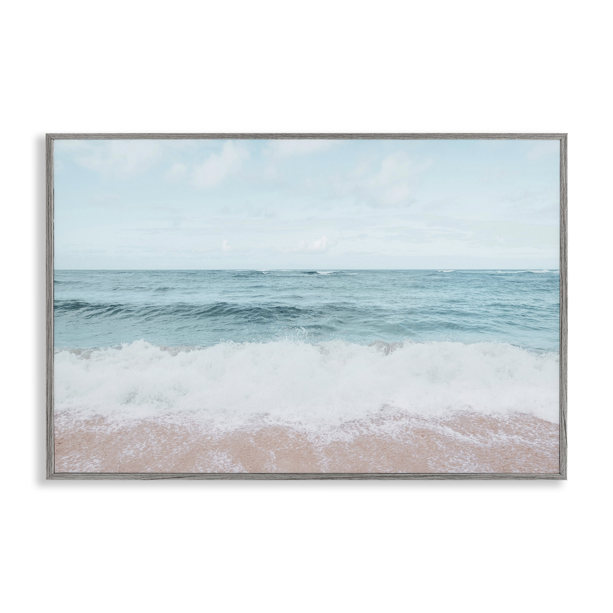 Stupell Industries Centric Beach Foam Nautical & Beach Photography Gray Framed Art Print Wall Art, 24 x 16