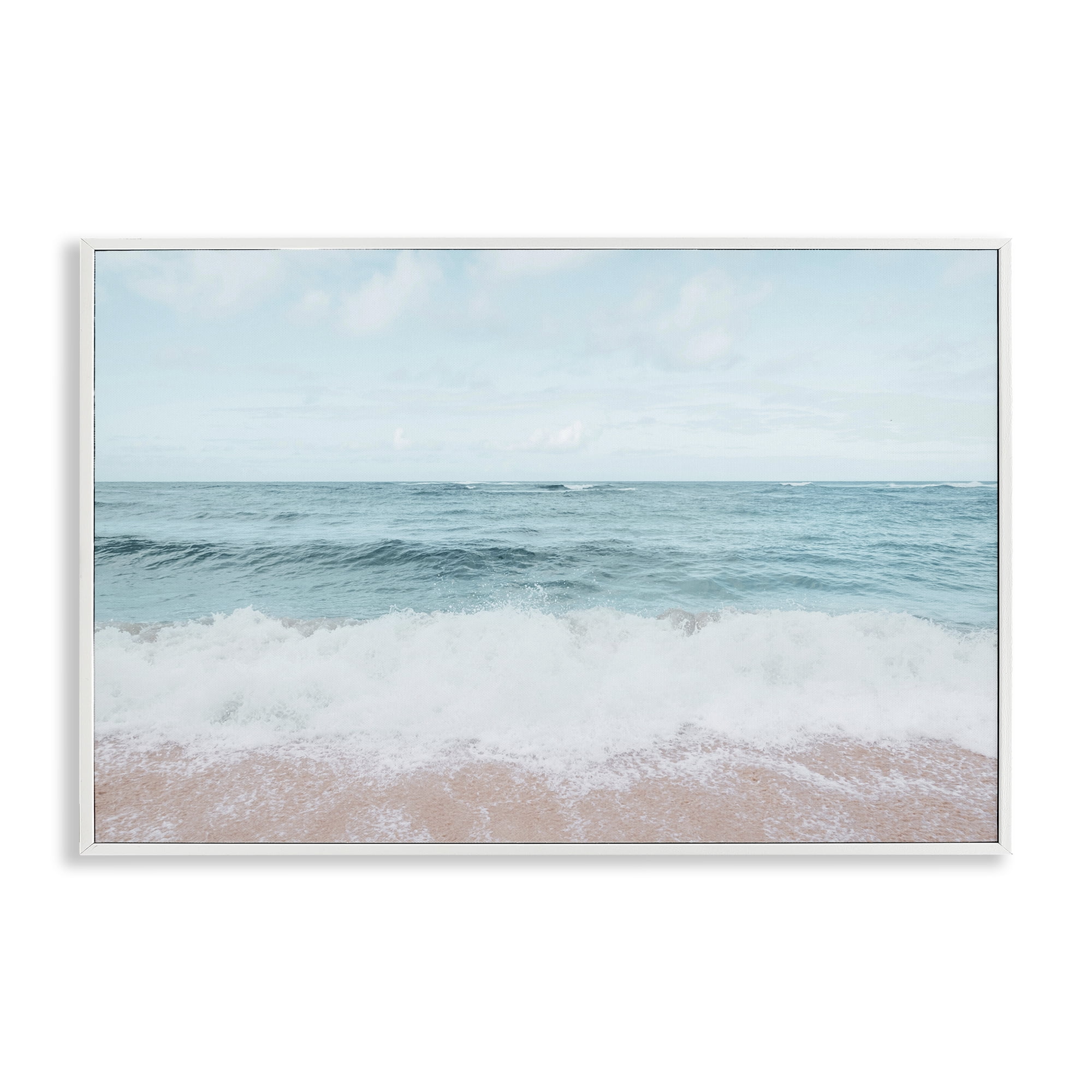 Stupell Industries Centric Beach Foam Nautical & Beach Photography White Framed Art Print Wall Art, 18 x 12