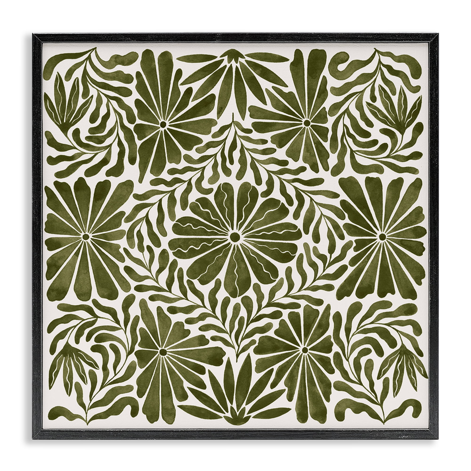 Stupell Industries Centric Circular Flowers Abstract Painting Black Framed Art Print Wall Art, 12 x 12