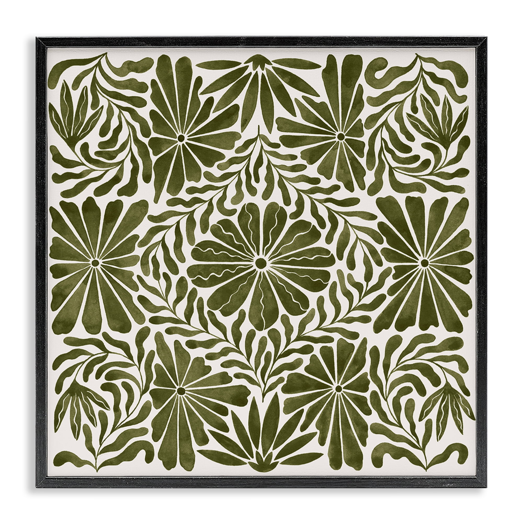 Stupell Industries Centric Circular Flowers Abstract Painting Black Framed Art Print Wall Art, 17 x 17