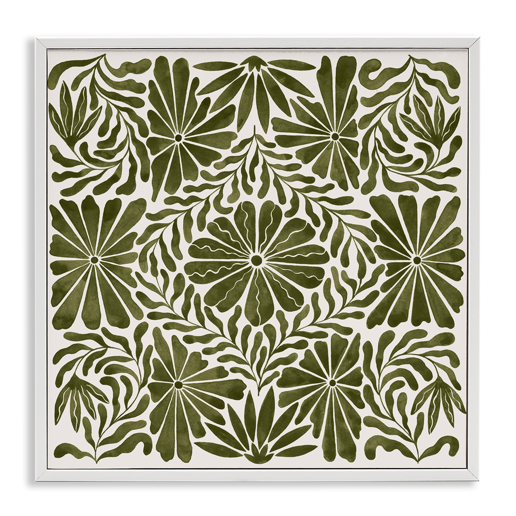 Stupell Industries Centric Circular Flowers Abstract Painting White Framed Art Print Wall Art, 12 x 12