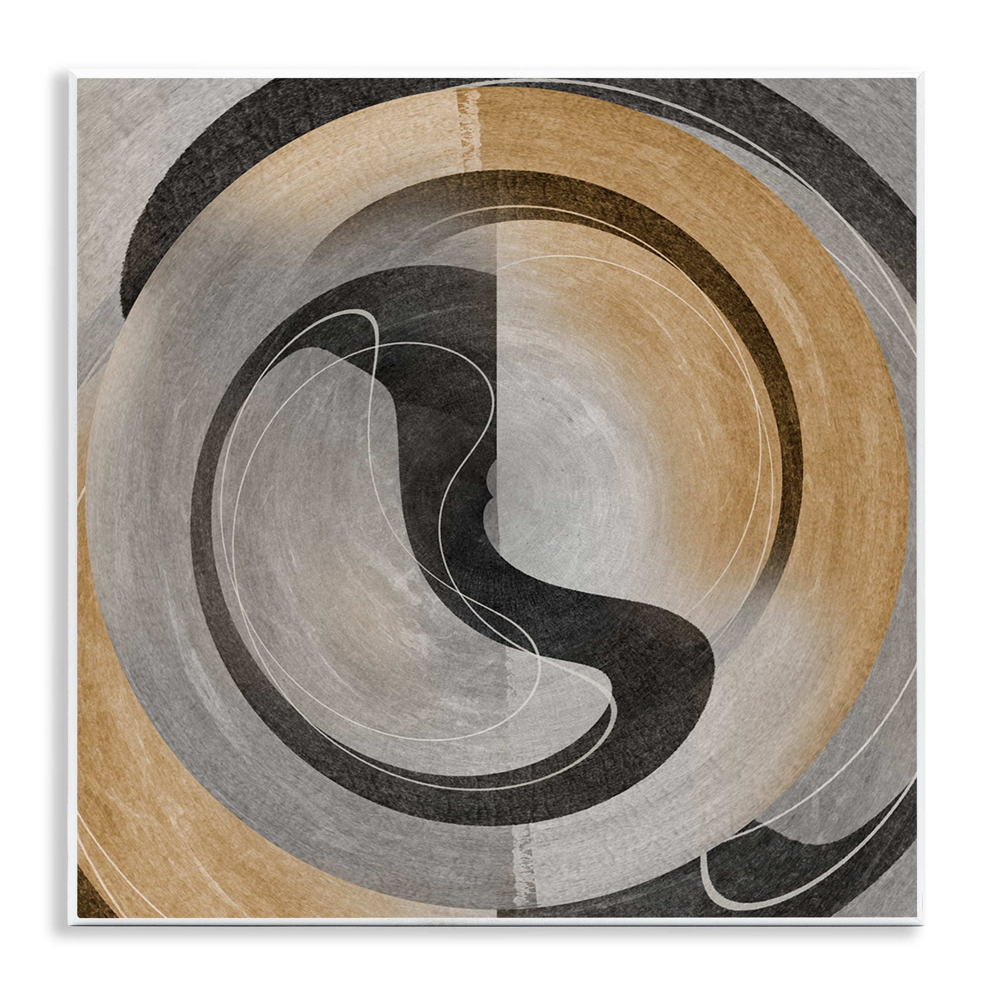Stupell Industries Centric Circular Swoop Abstract Painting Unframed Art Print Wall Art, 12 x 12
