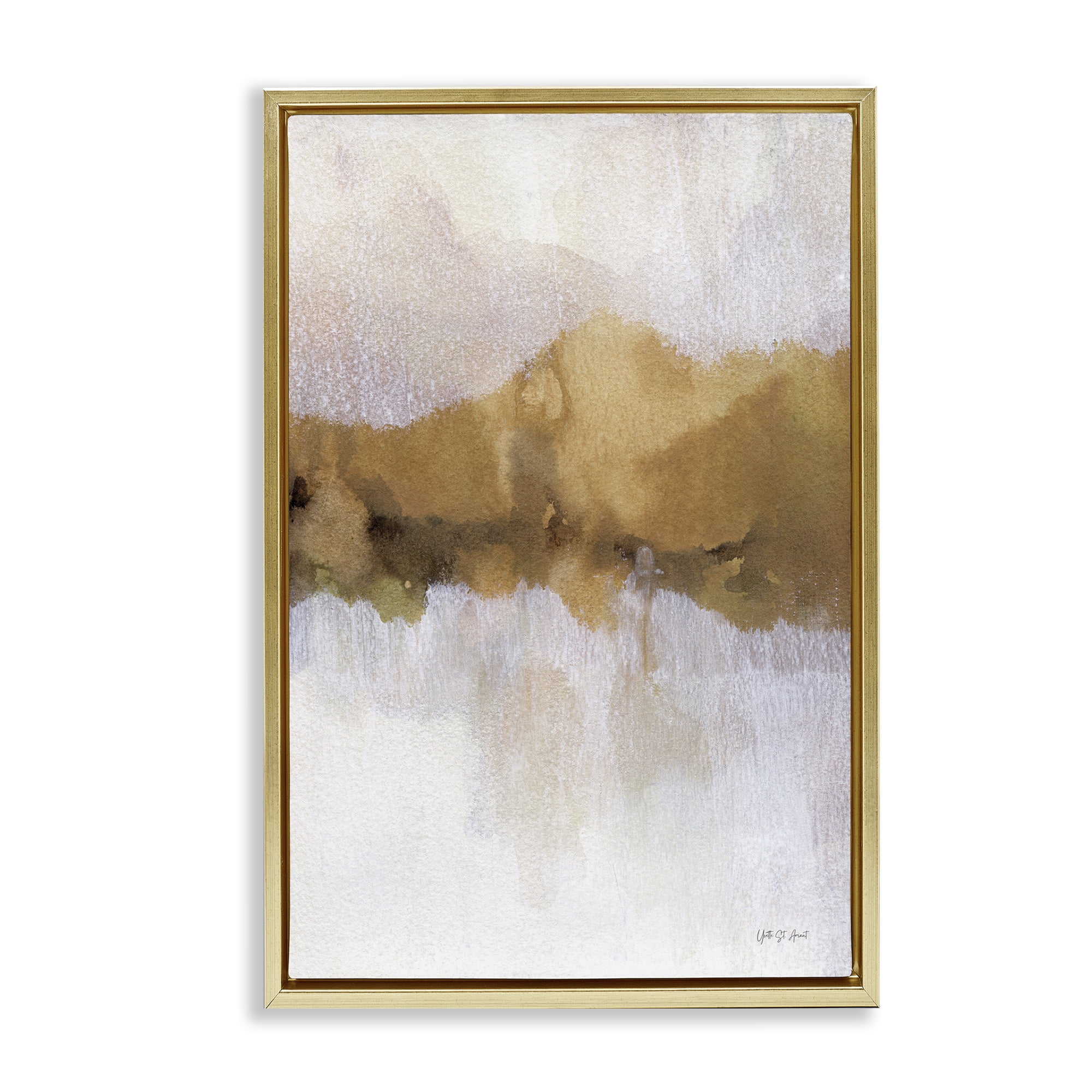 Stupell Industries Centric Golden Abstract Abstract Painting Gold Floater Framed Canvas Art Print Wall Art, 17 x 25