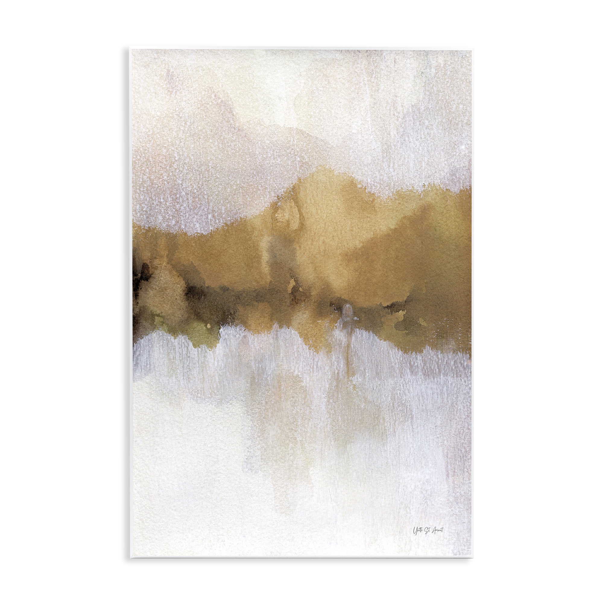 Stupell Industries Centric Golden Abstract Abstract Painting Unframed Art Print Wall Art, 13 x 19