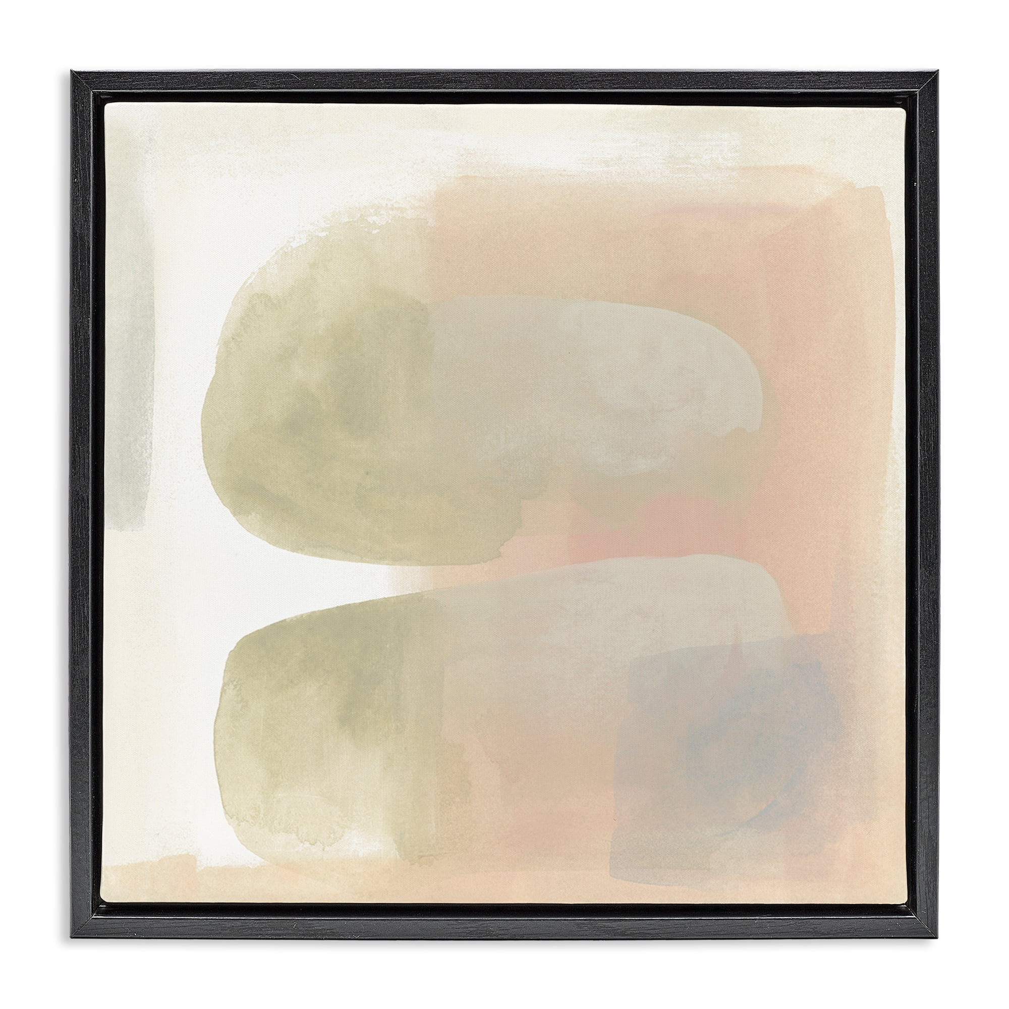 Stupell Industries Centric Neutral Shapes Abstract Painting Black Floater Framed Canvas Art Print Wall Art, 18 x 18