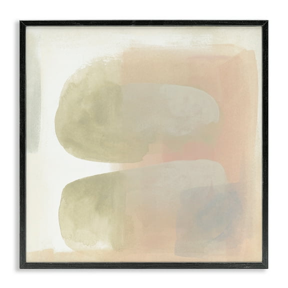 Stupell Industries Centric Neutral Shapes Abstract Painting Black Framed Art Print Wall Art, 12 x 12