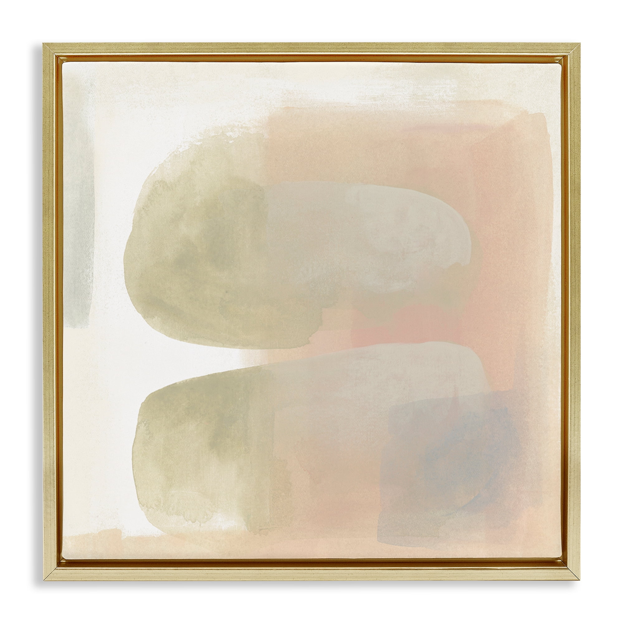 Stupell Industries Centric Neutral Shapes Abstract Painting Gold Floater Framed Canvas Art Print Wall Art, 18 x 18