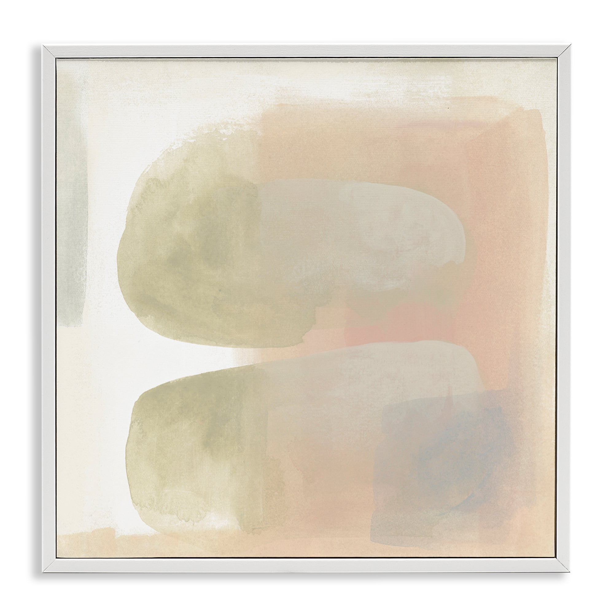 Stupell Industries Centric Neutral Shapes Abstract Painting White Framed Art Print Wall Art, 17 x 17
