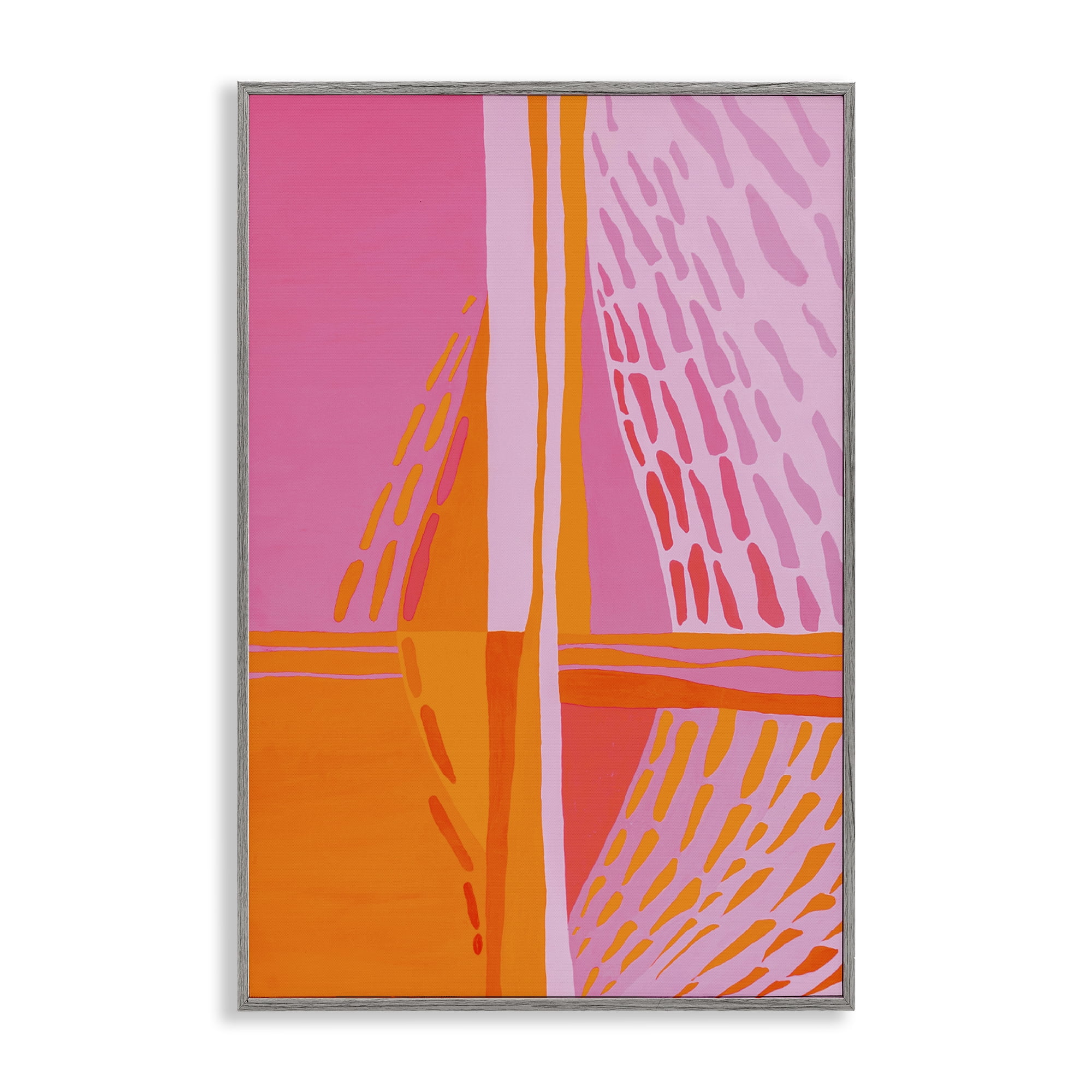 Stupell Industries Centric Orange & Pink Abstract Painting Gray Framed Art Print Wall Art, 16 x 24