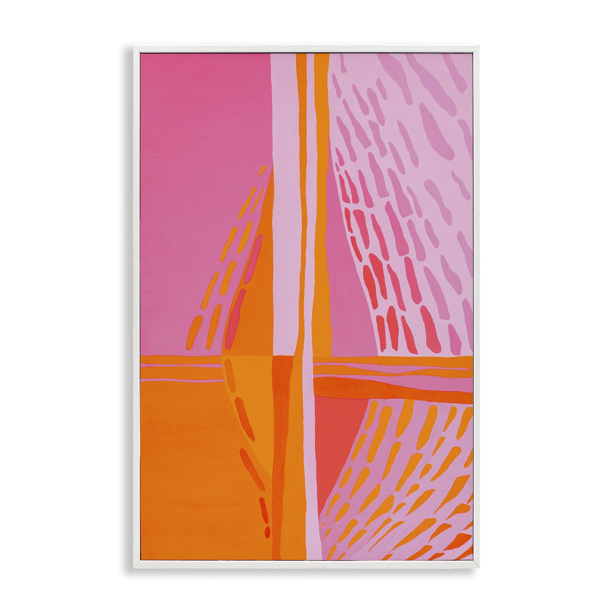 Stupell Industries Centric Orange & Pink Abstract Painting White Framed Art Print Wall Art, 12 x 18